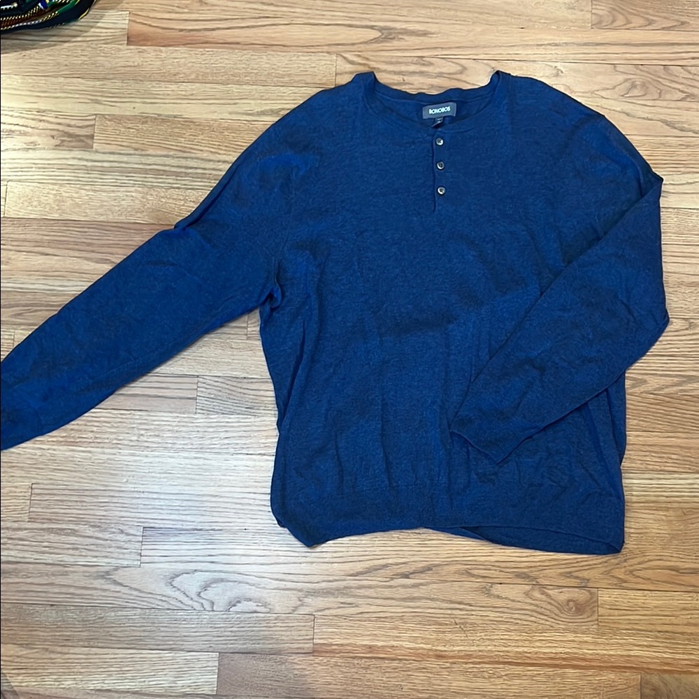 Bonobos Blue Buttoned Henley Shirt